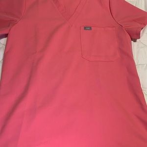 Figs Neon Pink Catarina scrub top